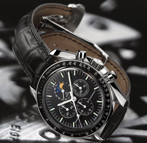 omega speedmaster moonphase black.